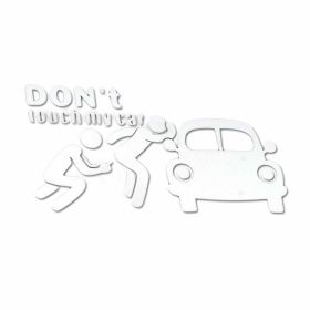 2 Pcs Don't Touch My Car Funny Car Decals Decorative Car Stickers Window Stickers; White
