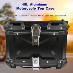 45L Balck Waterproof Motorcycle Luggage Tail Box, Trunk Storage, Scooter Top Case