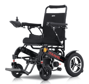 Black folding electric wheelchair.  24V / 500W 35km / h mobility scooter.  Foldable travel portable flight mobility scooter, medium-sized motorcy