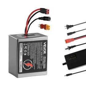 VEVOR 24V Electric Scooter Battery, 8Ah, Ebike Lithium Battery Pack with 30A BMS, Charger, T-Plug Expansion Cable, 500+ Cycles