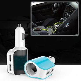 Dual USB Car Charger with access to Cigarette Lighter Port (Color: Black)
