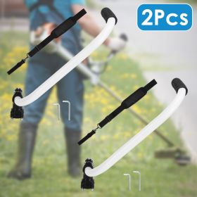 1Pc/2Pcs option Ergonomic Trimmer Handle Grip with Shoulder Strap Universal Fit Lawn Trimmer Extension Handle with Bracket Clamp String Trimmer H (Color: Silver Black, Quantity: 2Pcs)